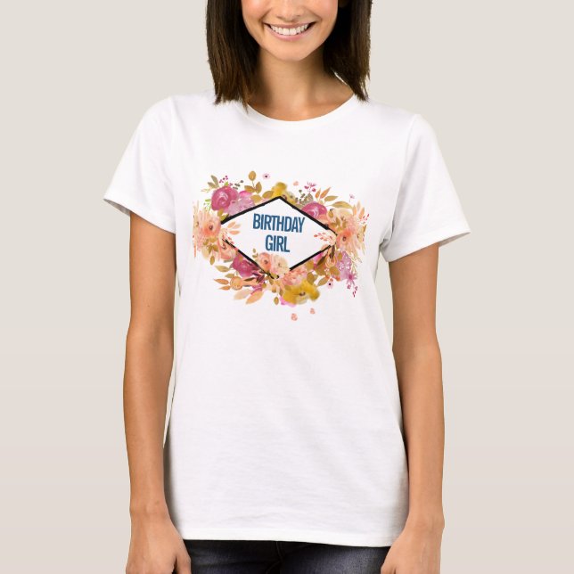 Camiseta Bouquet de flores rosadas y naranjas - Chica de cu (Anverso)