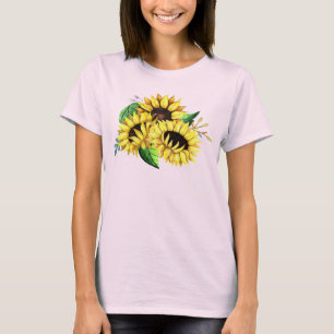 Camiseta Bouquet de girasol amarillo en acuarela