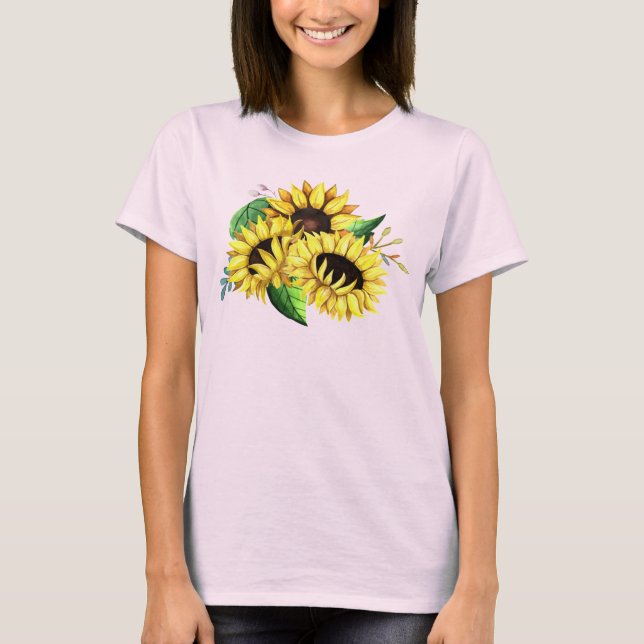 Camiseta Bouquet de girasol amarillo en acuarela (Anverso)