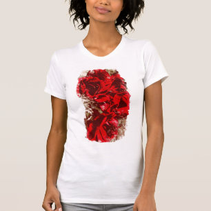 Camiseta Bouquet de la acuarela de las rosas rojas