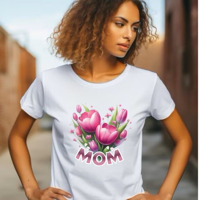 Camiseta Bouquet de tulipanes rosados - MOM (Subido por el creador)