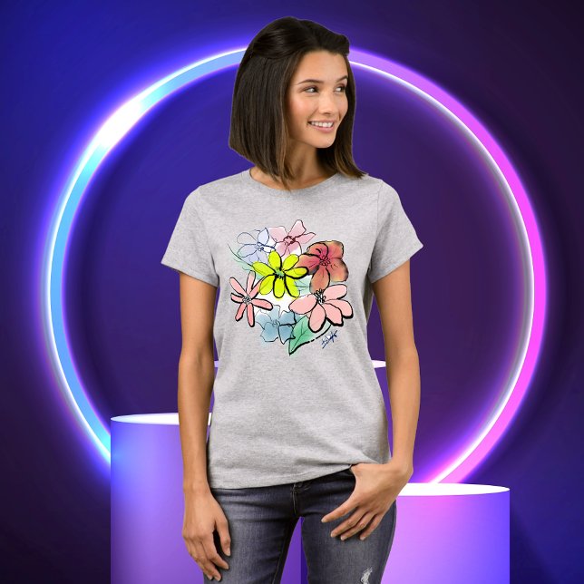 Camiseta Bouquet floral de Bonito y café femenino (Woman's Cute, Pretty Floral Bouquet)