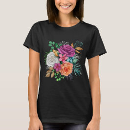 Camiseta Bouquet floral rosa, Naranja y rosas blancas
