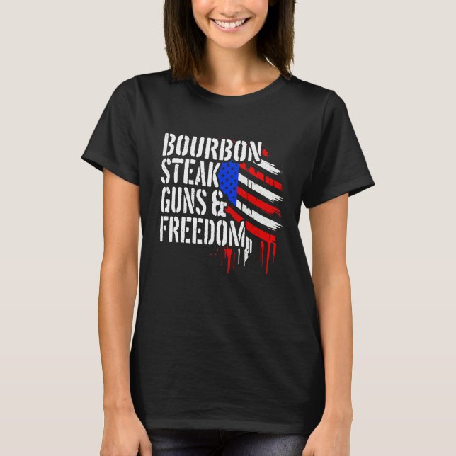 Camiseta Bourbon Steak & Freedom USA Flag Funny Whiskey Lov (Anverso)