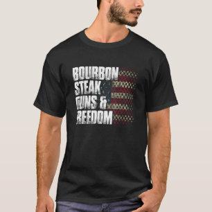Camiseta Bourbon Steak Guns & Freedom USA Bandera Whiskey R
