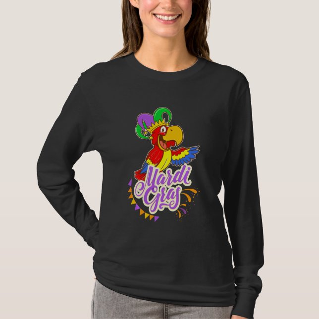 Camiseta Bourbon Street Jester Parrot Head Fool's Gorra (Anverso)