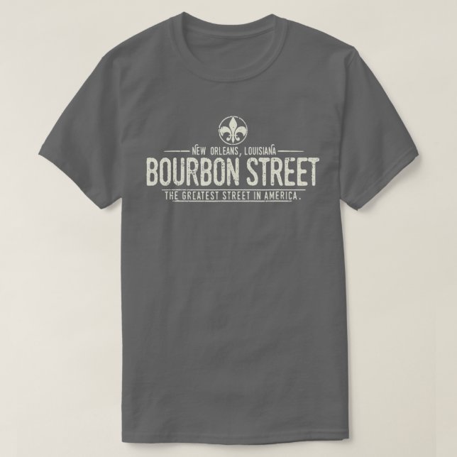 Camiseta Bourbon Street New Orleans Louisiana Distressed  (Diseño del anverso)