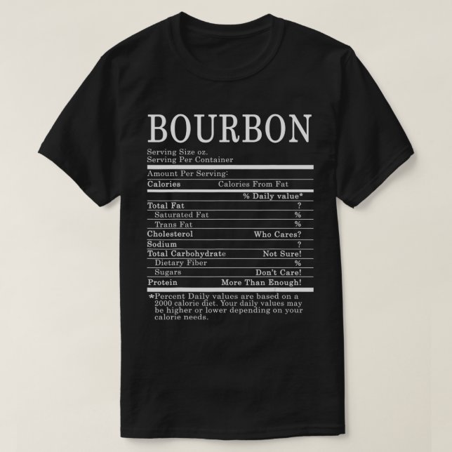 Camiseta Bourbon Whiskey Funny Nutrition Facts Acción de Gr (Diseño del anverso)