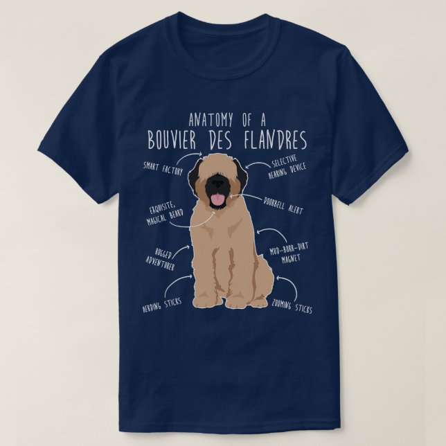 Camiseta Bouvier Des Flandres Fawn Cream Dog Anatomía 1 (Diseño del anverso)