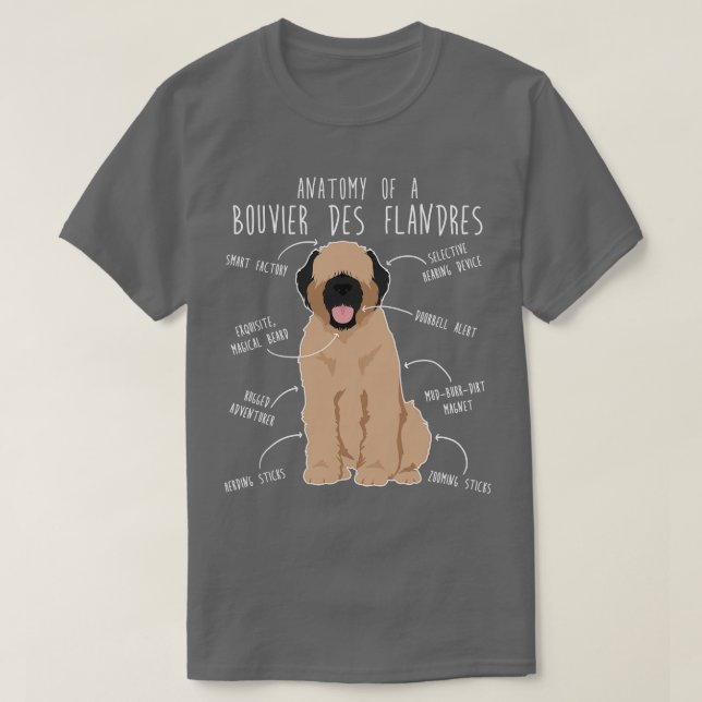 Camiseta Bouvier Des Flandres Fawn Cream Dog Anatomía 1 (Diseño del anverso)