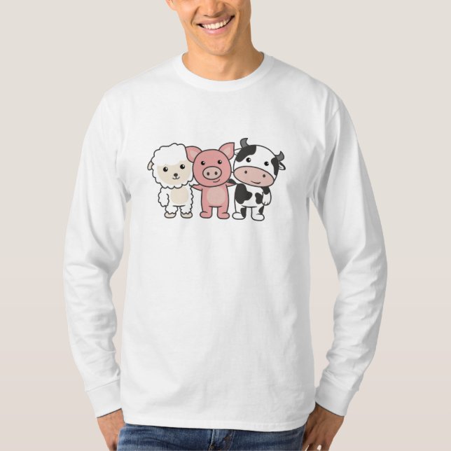 Camiseta Bovino Oveja Cerdo Granja Dulce Animales (Anverso)