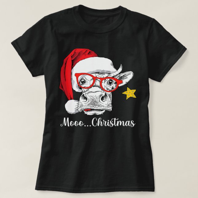 Camiseta Bovinos divertidos de vacas con Navidades del aman (Diseño del anverso)