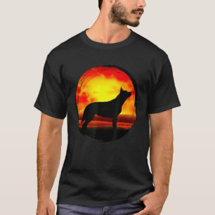 Camiseta Bovinos Perro Diversión Tee Azul Y Rojo Heeler