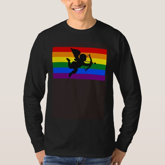 Camiseta Bow And Arrow Cupid Valentines Day Gay Pride Flag (Anverso)