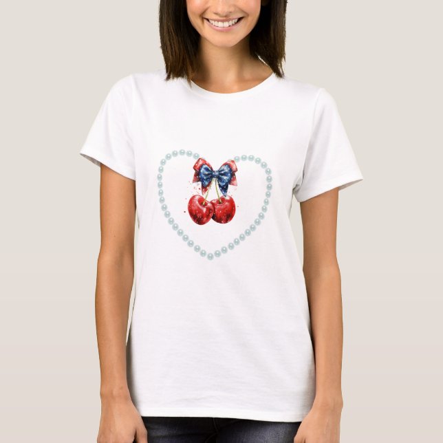Camiseta Bow, cerezas y Perlas (Anverso)