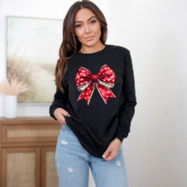 Camiseta Bow con puntos rojo y blanco