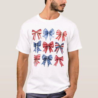 Camiseta Bow Coquette Patriotic Cuarto 4 de julio Estados U