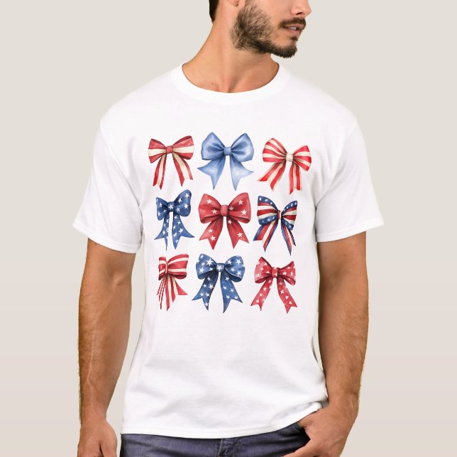 Camiseta Bow Coquette Patriotic Cuarto 4 de julio Estados U (Anverso)