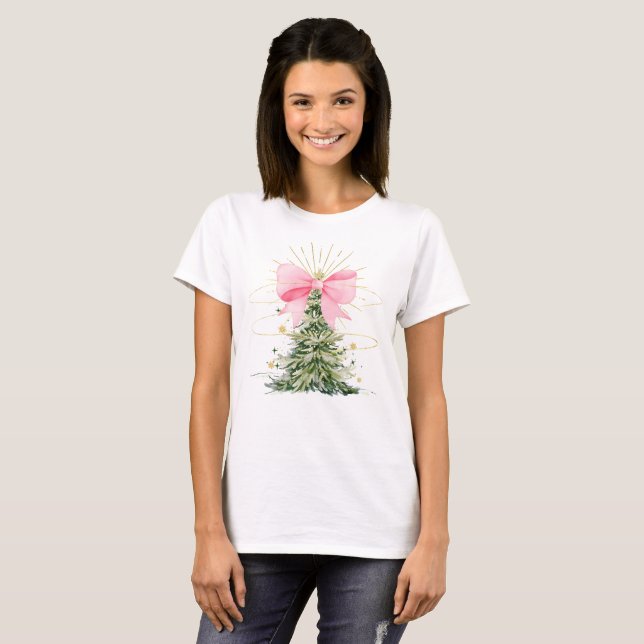 Camiseta Bow de árbol de Navidad (Anverso completo)