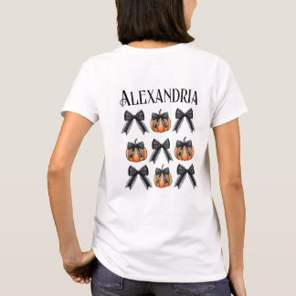 Camiseta Bow de calabaza de Halloween personalizado