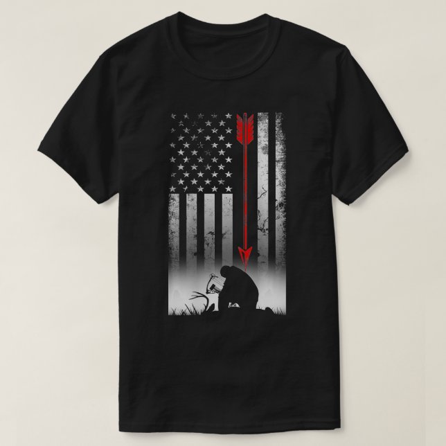Camiseta Bow deer hunting American flag gift for Bow huntin (Diseño del anverso)
