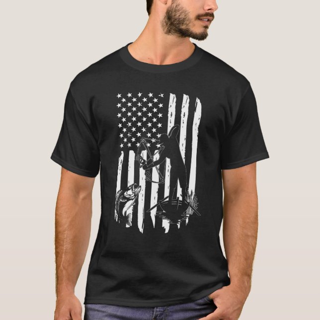 Camiseta Bow Fishing American Flag Fishing (Anverso)