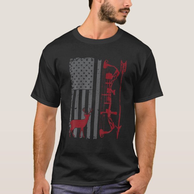 Camiseta Bow Hunter Bandera Americana Buckwear Silhouette (Anverso)