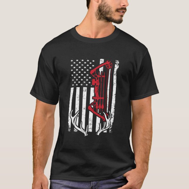 Camiseta Bow Hunting American Flag Archery For Hunters (Anverso)