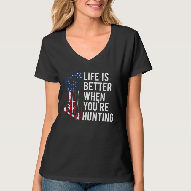 Camiseta Bow Hunting American Flag Quote for Flag Loving Bo (Anverso)