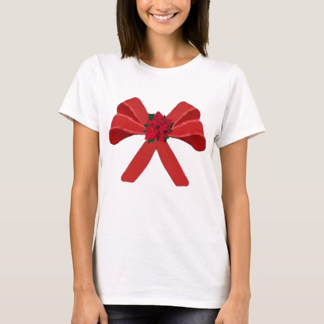 Camiseta BOW ROJO con poinsettia (Anverso)