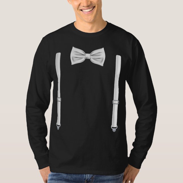 Camiseta Bow Tie Con Suspendedores Boda Gracioso (Anverso)