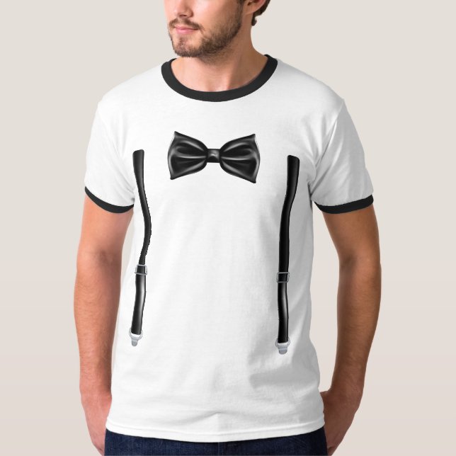 Camiseta Bow Tie Con Suspendedores - Bowtie Para Bodas (Anverso)