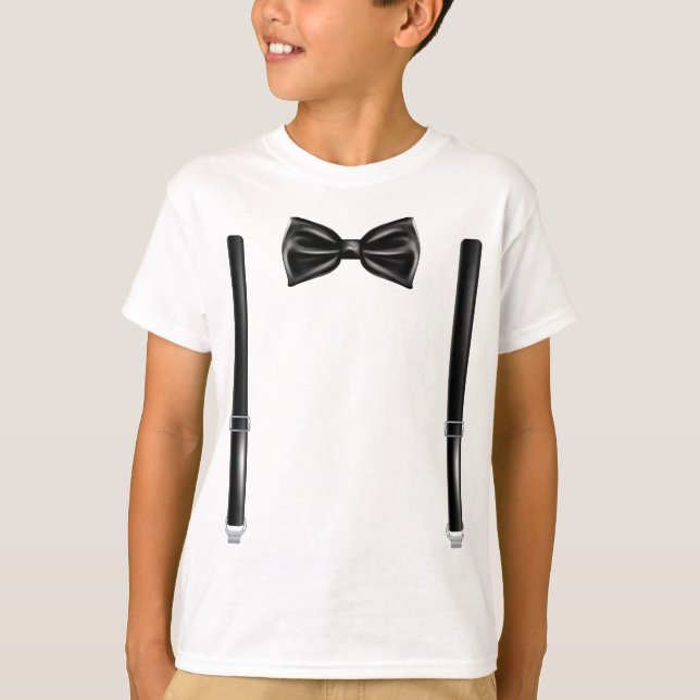 Camiseta Bow Tie Con Suspendedores - Bowtie Para Bodas (Anverso)