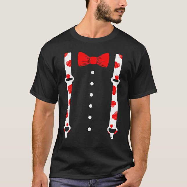 Camiseta Bow Tie & Suspenders Cute niños de San Valentín (Anverso)