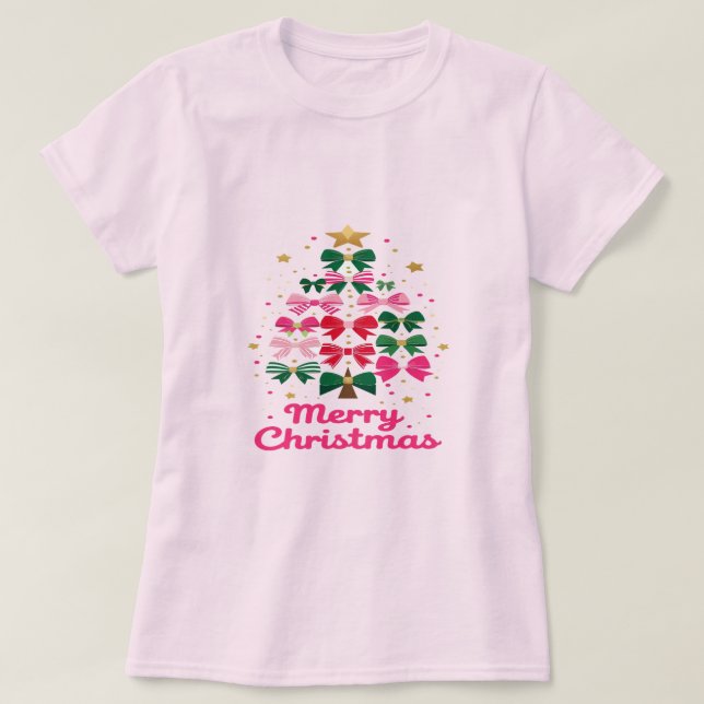 Camiseta Bow Tree – Merry Christmas in Style (Diseño del anverso)
