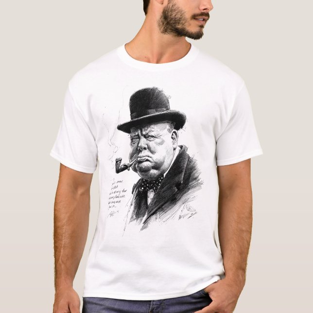 Camiseta Bowler Hat & Pipe – Ink Caricature Portrait (Anverso)