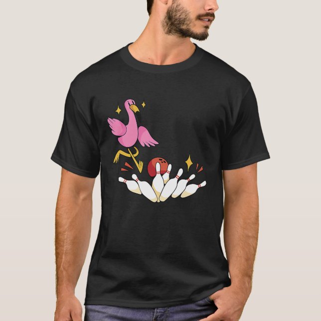 Camiseta Bowler Strike Bowling Team Bowling Pins Flamingo B (Anverso)