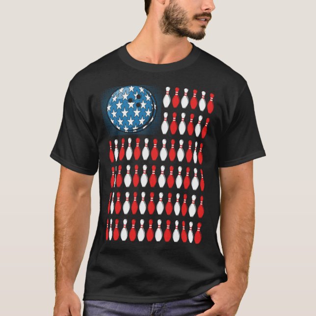 Camiseta Bowling America Flag  Bowling Players &  Costume (Anverso)
