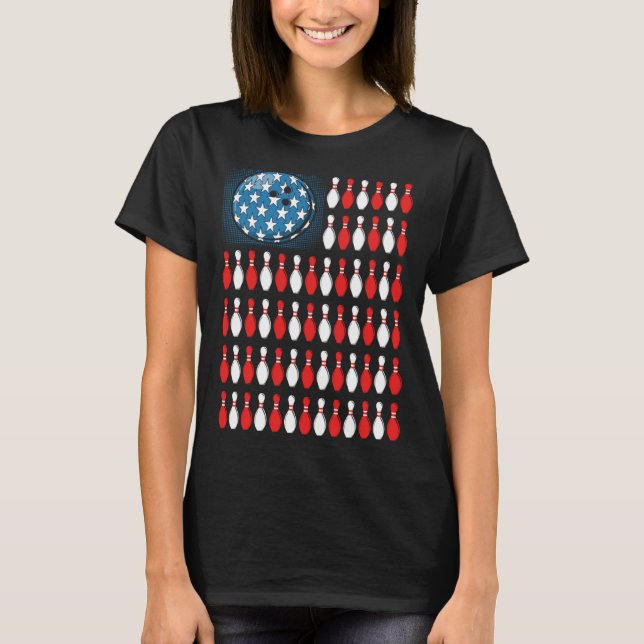 Camiseta Bowling America Flag  Bowling Players &  Costume (Anverso)