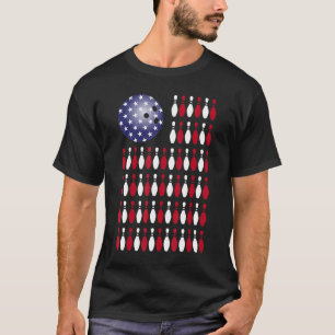 Camiseta Bowling American Flag Bowler America Bowling Pins