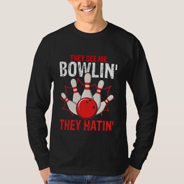Camiseta Bowling Ball Pin Bowler Strike Team Bowling Alley  (Anverso)