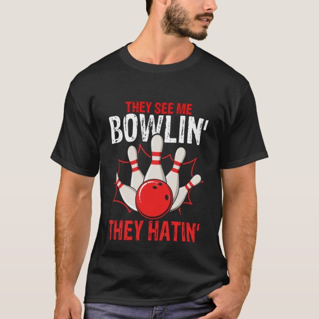 Camiseta Bowling Ball Pin Bowler Strike Team Bowling Alley  (Anverso)