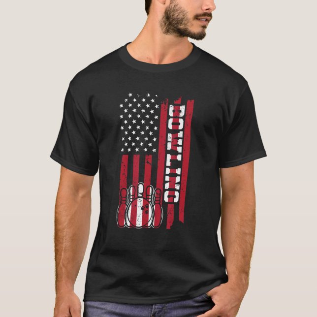 Camiseta bowling bandera america cone skittles bowling (Anverso)