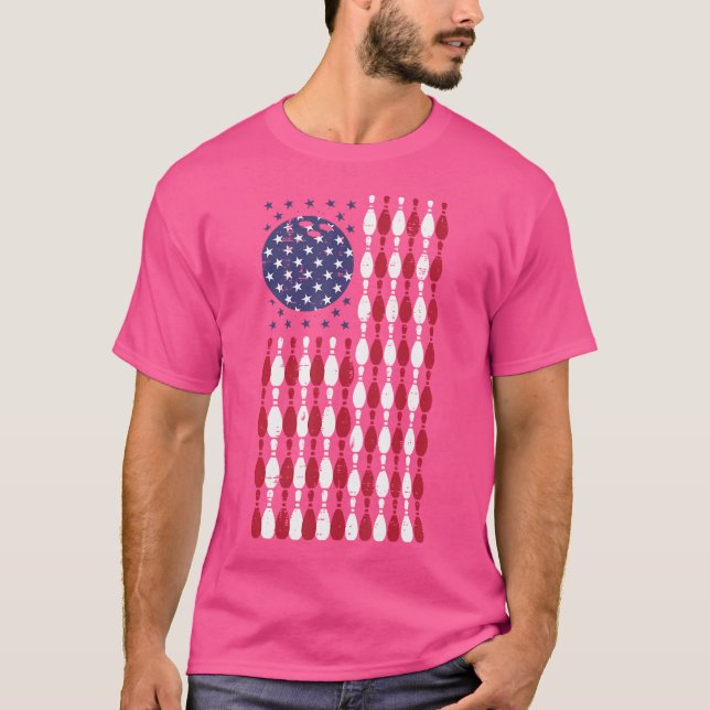 Camiseta Bowling Bandera Estadounidense 4 De Julio Patrióti (Anverso)