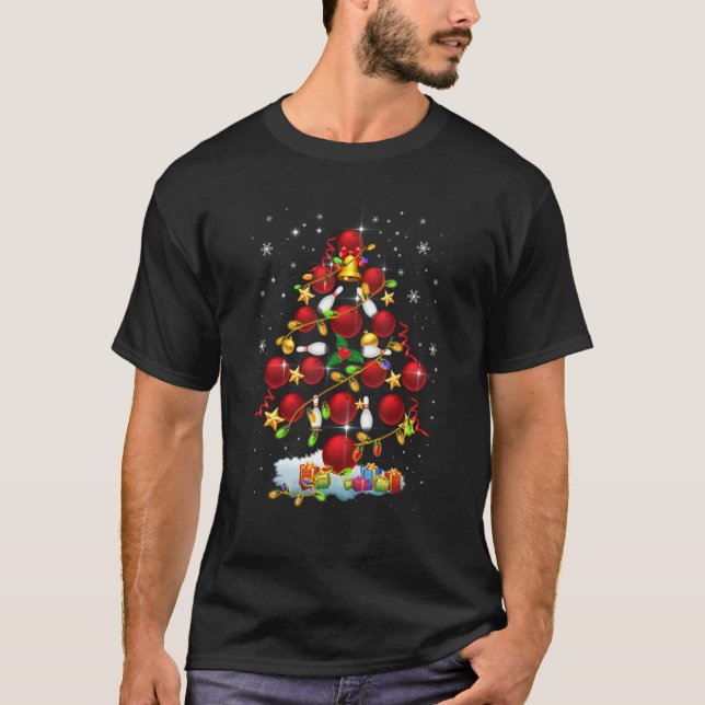 Camiseta Bowling Christmas Light Xmas Gracioso Para Los Hom (Anverso)