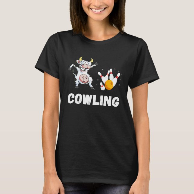 Camiseta Bowling Cow Funny Bowling Bowler Strike Bowling Te (Anverso)
