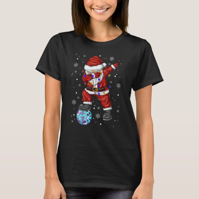 Camiseta Bowling Dabbing Santa Claus Bowling Player Christm (Anverso)