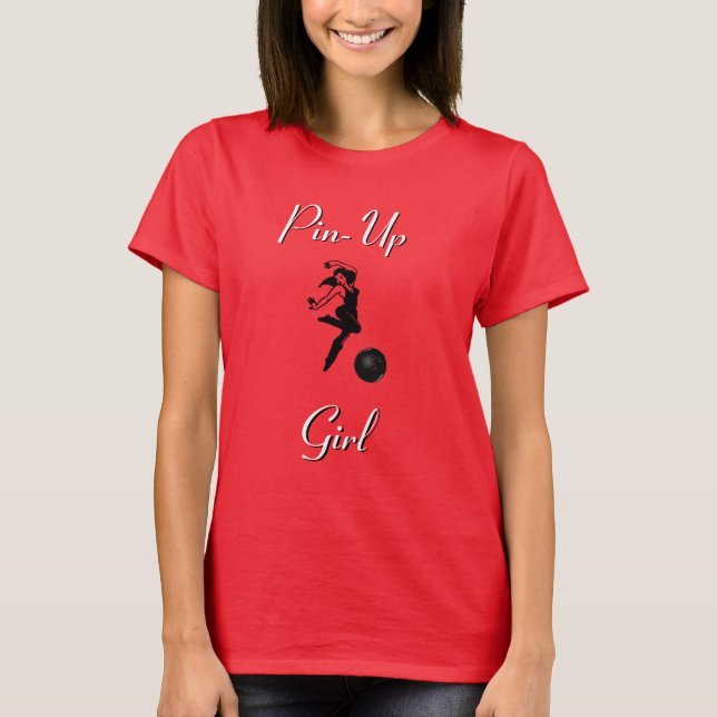 Camiseta Bowling League Femenino de Chica de Pin-Up  (Anverso)