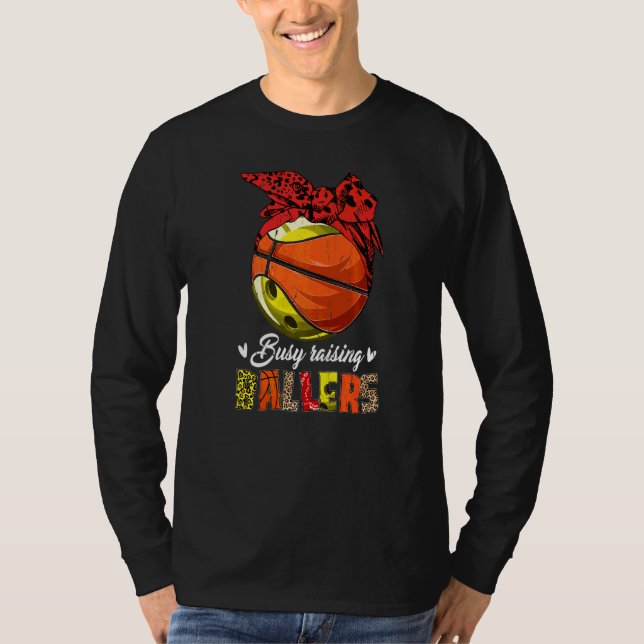 Camiseta Bowling Mom Basketball Mom Busy Raising Ballers M (Anverso)