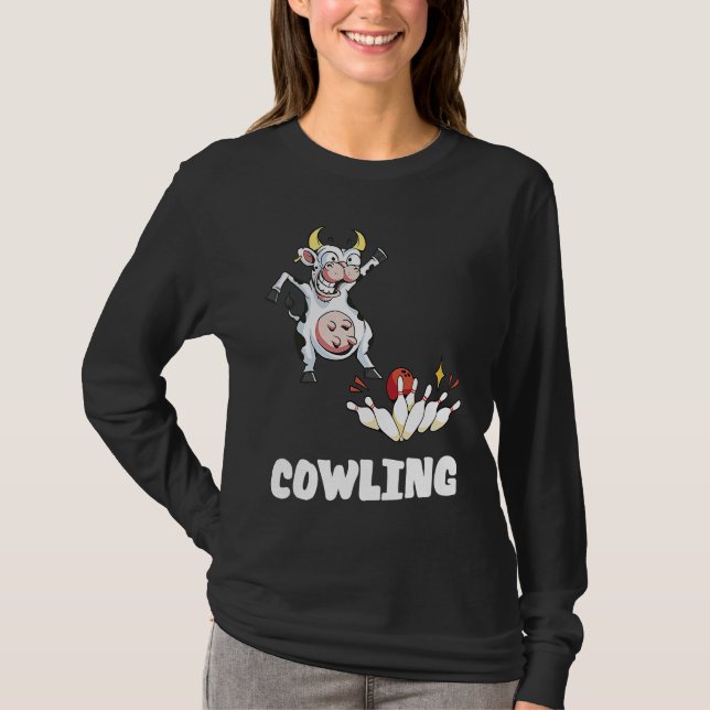 Camiseta Bowling Pin Cow Funny Bowling Bowler Strike Bowlin (Anverso)
